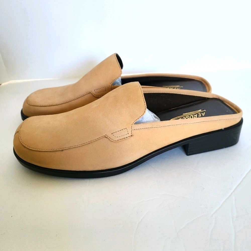 NEW Aerosoles Tan Suede Mule Loafers 9.5